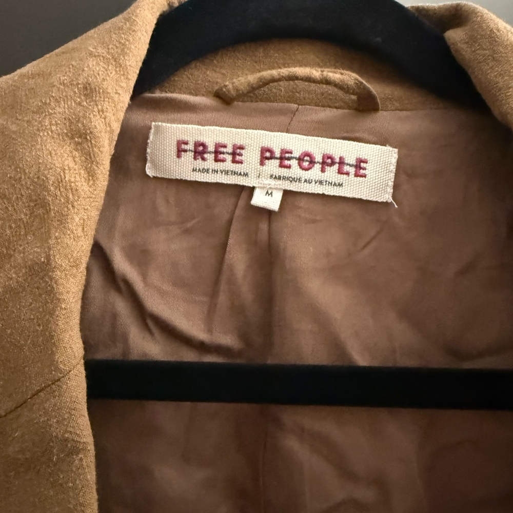 Free People Cropped Blazer Jacket in Tan/Brown - Picture 2 of 7